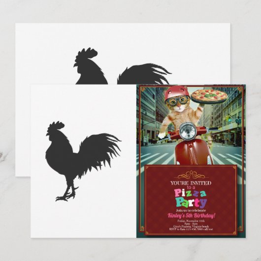 Rooster silhouet - Kies achtergrondkleur Kaart (Voorkant / Achterkant)