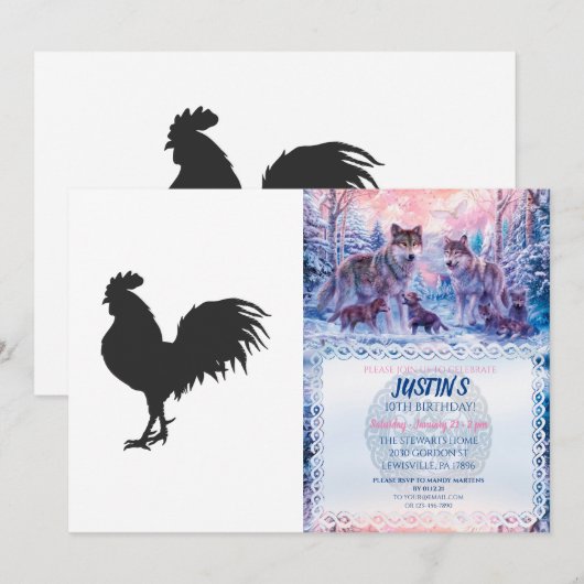 Rooster silhouet - Kies achtergrondkleur Kaart (Voorkant / Achterkant)