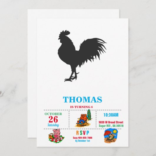 Rooster silhouet - Kies achtergrondkleur Kaart (Voorkant / Achterkant)