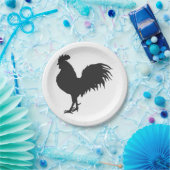 Rooster silhouet - Kies achtergrondkleur Papieren Bordje (Feest)