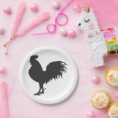 Rooster silhouet - Kies achtergrondkleur Papieren Bordje (Feest)