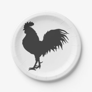 Rooster silhouet - Kies achtergrondkleur Papieren Bordje