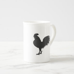 Rooster silhouet - Kies achtergrondkleur Porselein Kop