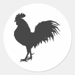 Rooster silhouet - Kies achtergrondkleur Ronde Sticker