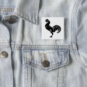 Rooster silhouett vierkante button 5,1 cm (In situ)