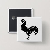 Rooster silhouett vierkante button 5,1 cm (Voorkant /achterkant)