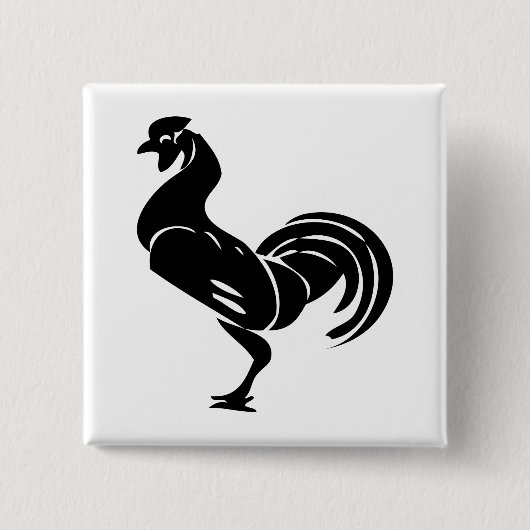 Rooster silhouett vierkante button 5,1 cm (Voorkant)
