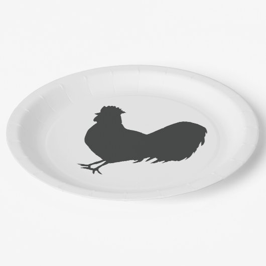 Rooster Silhouette Barnyard Party Paper Napkin Papieren Bordje (Gekanteld)