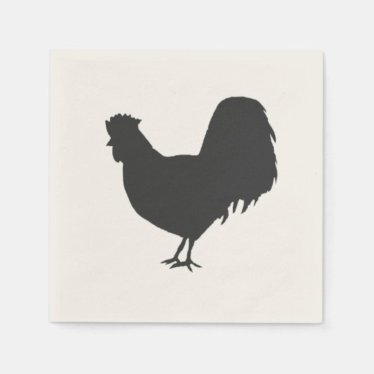 Rooster Silhouette Barnyard Party Paper Napkin Servet (Voorkant)
