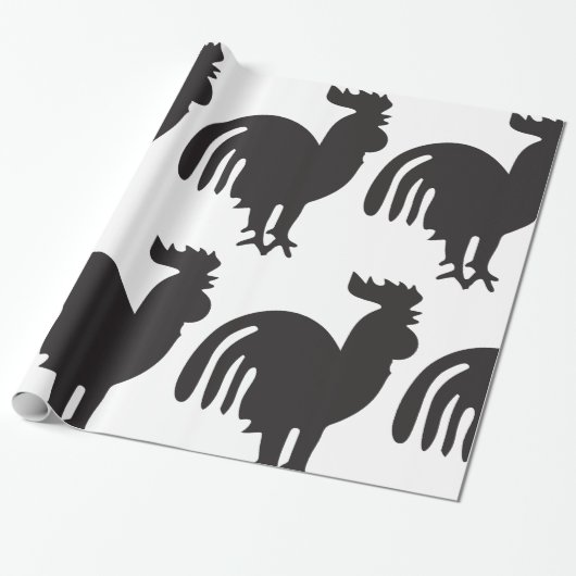 Rooster Silhouette Cadeaupapier (Uitgerold)
