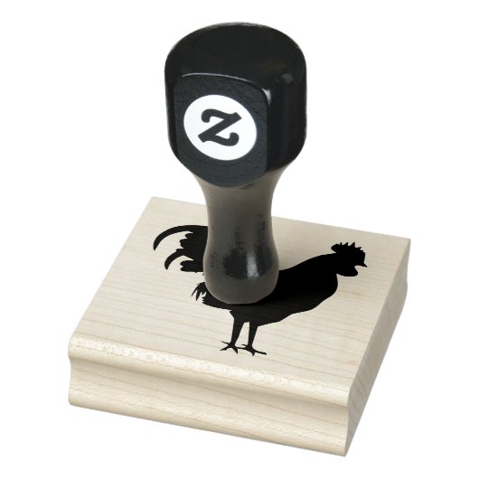 Rooster Silhouette Design Wooden Stamp Rubberstempel (Stempel)