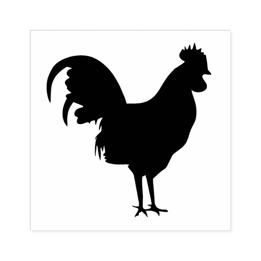 Rooster Silhouette Design Wooden Stamp Rubberstempel (Afrduk)