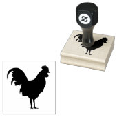 Rooster Silhouette Design Wooden Stamp Rubberstempel (Gestempeld)