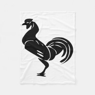 Rooster silhouette fleece deken