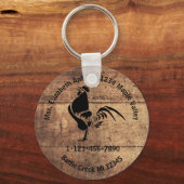 Rooster Silhouette Home of Business Contact Info K Sleutelhanger (Voorkant)