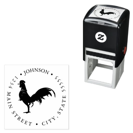 Rooster Silhouette Retourlabel Zelfinktende Stempel (In situ)