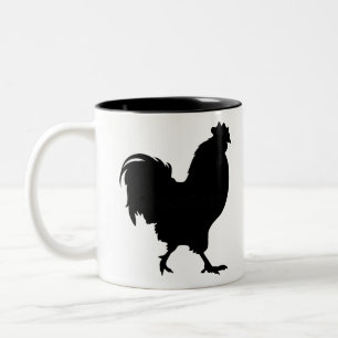 Rooster Silhouette Tweekleurige Koffiemok
