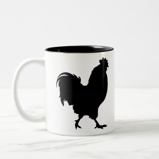 Rooster Silhouette Tweekleurige Koffiemok (Links)