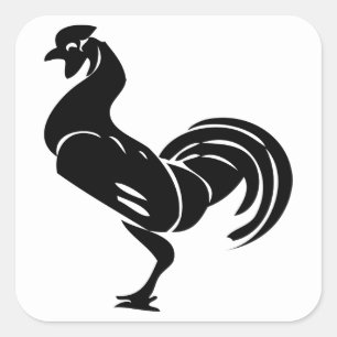 Rooster silhouette vierkante sticker