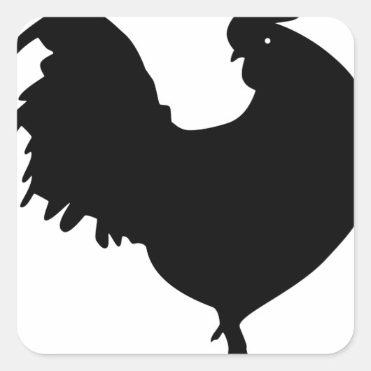 Rooster Silhouette Vierkante Sticker (Voorkant)