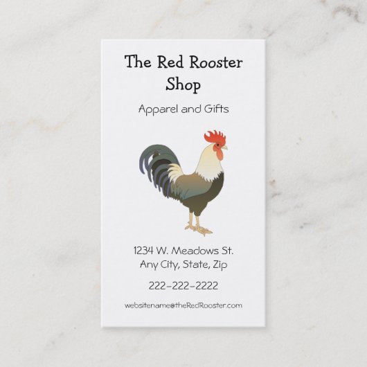 Rooster Simple Animal Country Theme Aangepast Visitekaartje (Voorkant)