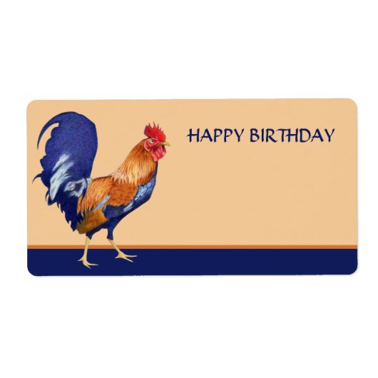 Rooster sinaasappel Happy Birthday Gift Label (Voorkant)