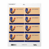 Rooster sinaasappel Happy Birthday Gift Label (Full Sheet)