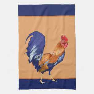 Rooster sinaasappel keukenhanddoek