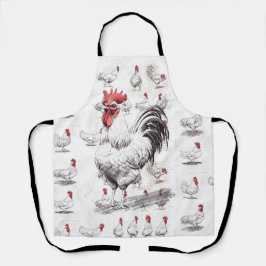 Rooster Sketches Schort