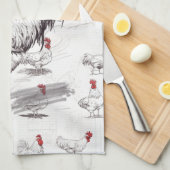 Rooster Sketches Theedoek (Quarter Fold)