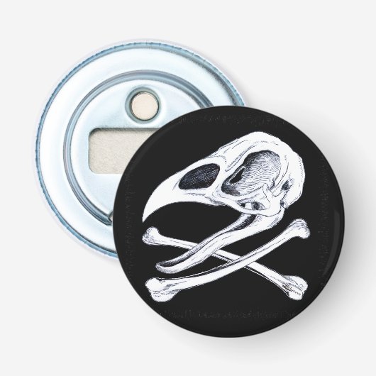 Rooster Skull en Crossbones Button Flesopener (Voorkant)