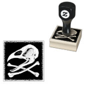 Rooster Skull en Crossbones Rubberstempel (Gestempeld)