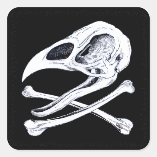 Rooster Skull en Crossbones Vierkante Sticker (Voorkant)