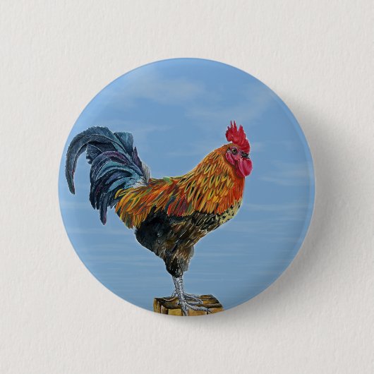  Rooster Sky Aanpassen dierenkip Ronde Button 5,7 Cm (Voorkant)