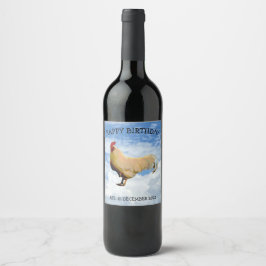 ROOSTER SKY CLOUDS FOTO HAPPY BIRTHDAY WINE ETIKET