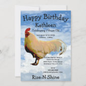 ROOSTER SKY CLOUDS HAPPY BIRTHDAY INVITATION KAART (Voorkant)