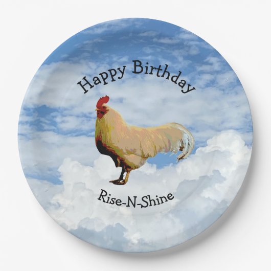 ROOSTER SKY CLOUDS HAPPY BIRTHDAY PAPER BORD (Voorkant)