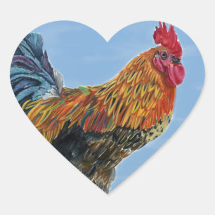 Rooster Sky Pas dierlijke kip aan Hart Sticker