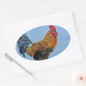 Rooster Sky Pas dierlijke kip aan Ovale Sticker (Envelop)