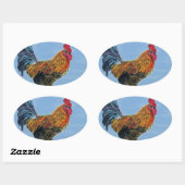 Rooster Sky Pas dierlijke kip aan Ovale Sticker (Vel)