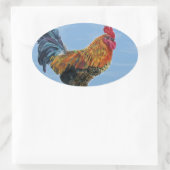 Rooster Sky Pas dierlijke kip aan Ovale Sticker (Tas)