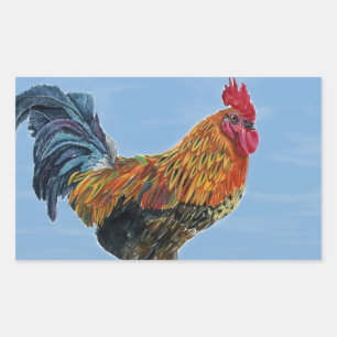  Rooster Sky Pas dierlijke kip aan Rechthoekige Sticker