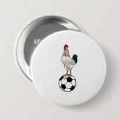 Rooster Soccer player Soccer Ronde Button 7,6 Cm (Voorkant /achterkant)