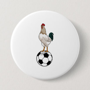 Rooster Soccer player Soccer Ronde Button 7,6 Cm