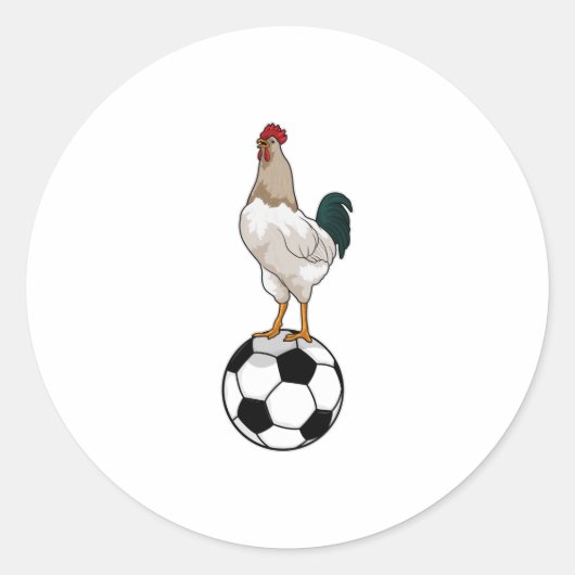 Rooster Soccer player Soccer Ronde Sticker (Voorkant)