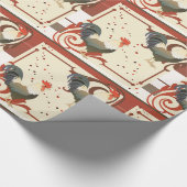 Rooster Sparkle Pattern Wrapping Paper Cadeaupapier (Hoek)