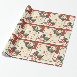 Rooster Sparkle Pattern Wrapping Paper Cadeaupapier