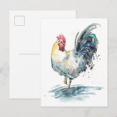 Rooster Splash - Waterverf Briefkaart (Voorkant / Achterkant)
