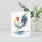 Rooster Splash - Waterverf Briefkaart (Staand voorkant)