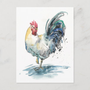 Rooster Splash - Waterverf Briefkaart